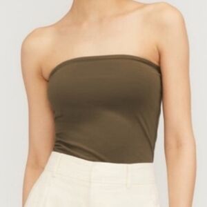 Everlane Olive Green Strapless Tube Top, Size Large